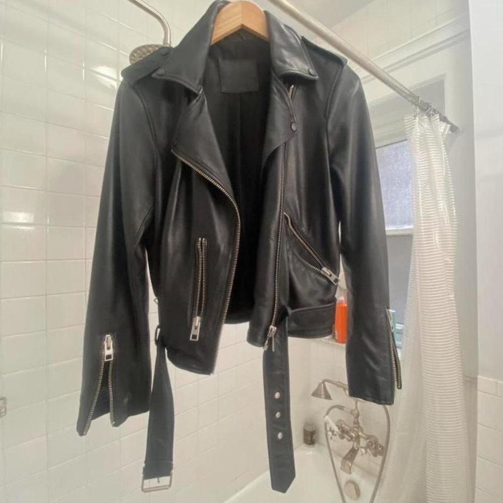 All Saints Black Leather Biker Jacket